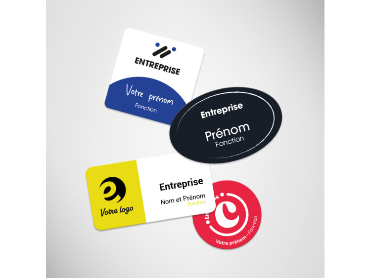 Badges PET Blancs Ovale 30x59 mm