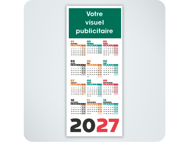Calendrier mural PET 30x70 cm