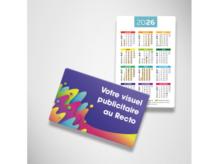Cartes calendriers Format CB 86x54 mm